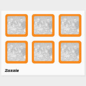 Orange Umrandungsfoto Quadratischer Aufkleber (Blatt)