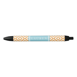 Orange und Aqua Diamonds Pattern Kugelschreiber
