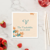 Orange und Aqua Monogram Wedding Monogram Wedding Serviette (Beispiel)