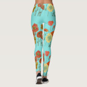 Orange und Aqua Poppy Leggings (Rückseite)