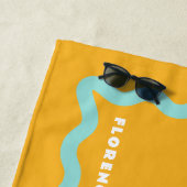Orange und Aqua Squiggle mit Text Strandtuch (Beispiel)