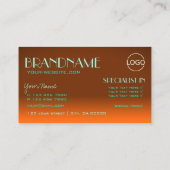 Orange- und Aquamarin-Chic-Schriftart mit Logo Visitenkarte (Rückseite)
