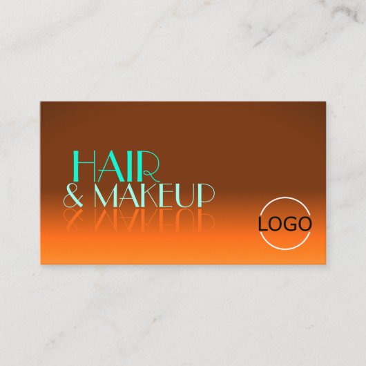 Orange- und Aquamarin-Chic-Schriftart mit Logo Visitenkarte (Vorderseite)