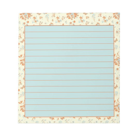 Orange und aquamarine Blumen Notizblock (Vorderseite)