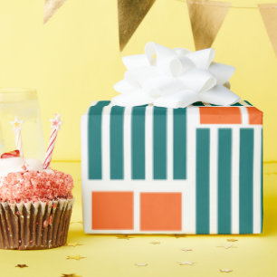 Orange und Aquamarine Linien und Boxen Geschenkpapier