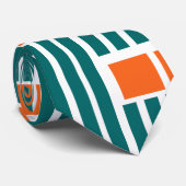 Orange und Aquamarine Linien und Boxen Krawatte (Gerollt)