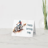Orange und aquamarine MTB Birthday Card Karte (Vorderseite)