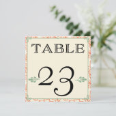 Orange und Aquamarine rustikale Tischnummern (Stehend Vorderseite)