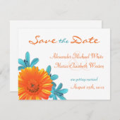 Orange und Aquamarine Sommer-Blume Save the Date (Vorne/Hinten)