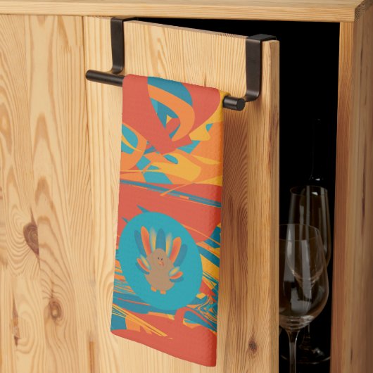 Orange und Aquamarine Türkei Geschirrtuch (Drittel gefaltet)