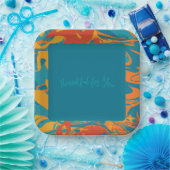 Orange und Aquamariner Erntedank Pappteller (Party)