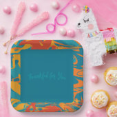 Orange und Aquamariner Erntedank Pappteller (Party)