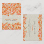 Orange und Beige Floral Paisley Lace Visitenkarte (Vorne/Hinten)