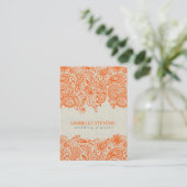 Orange und Beige Floral Paisley Lace Visitenkarte (Stehend Vorderseite)