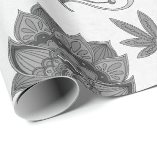 Orange und beige illustriertes Blumenmuster Geschenkpapier