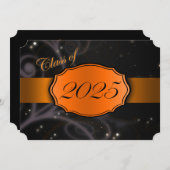 Orange und Black 2025 Abschluss Einladung (Vorne/Hinten)
