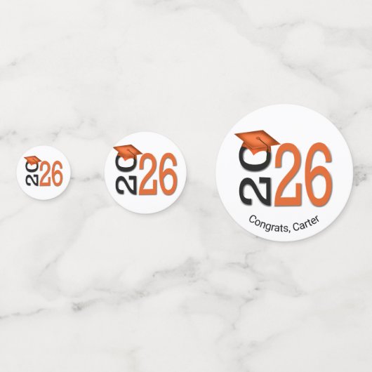 Orange und Black 2025 Abschluss Konfetti (Vorderseiten)