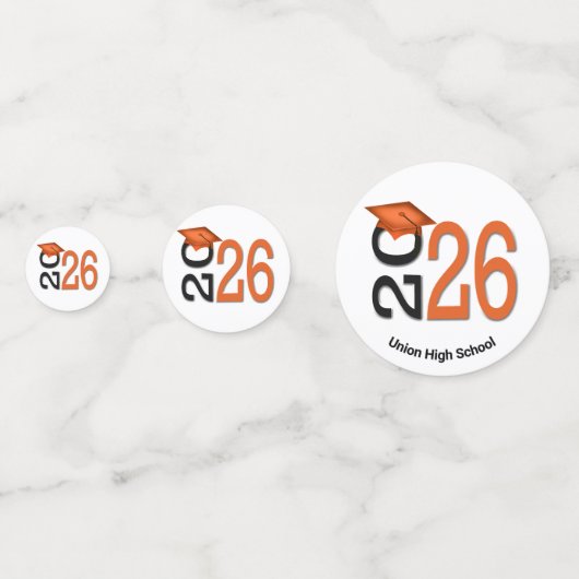 Orange und Black 2025 Abschluss Konfetti (Rückseiten)