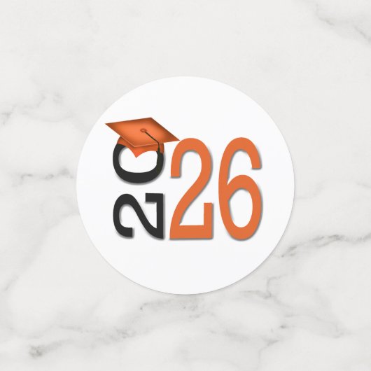 Orange und Black 2025 Abschluss Konfetti (Klein Vorderseite)