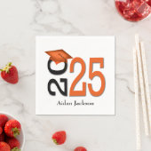 Orange und Black 2025 Abschluss mit Name Serviette (Beispiel)