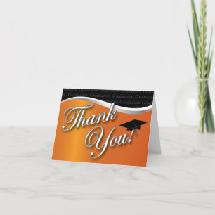 Orange und Black Abschluss Vielen Dank Dankeskarte