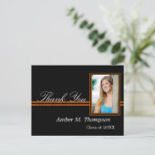 Orange und Black Abschluss Vielen Dank Postkarte (Stehend Vorderseite)