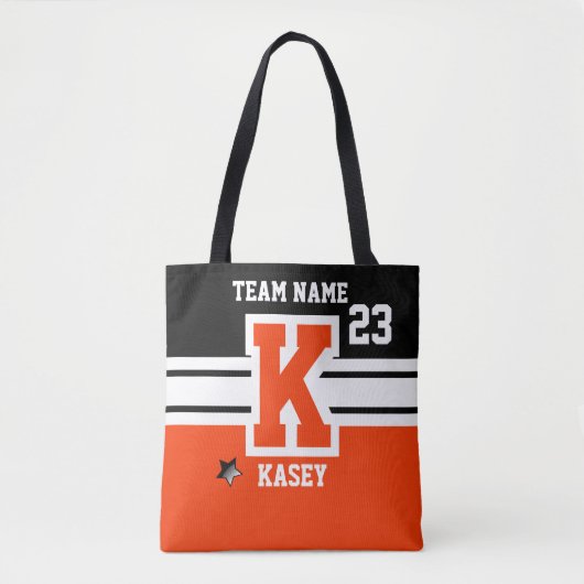 Orange und Black All Varsity Sport Letters Tasche (Vorderseite)