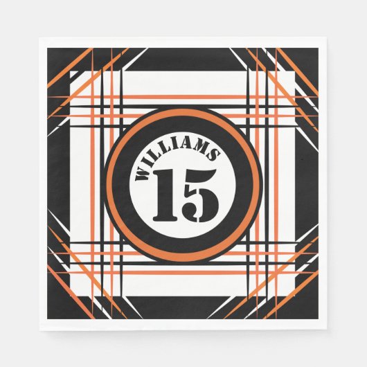 Orange und Black Baseball Theme oder Sport Serviette (Vorderseite)