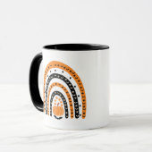 Orange und Black Boho Rainbow Halloween Tasse (Vorderseite Links)