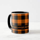 Orange und Black Buffalo Karo Custom Halloween Tasse (Vorderseite Links)