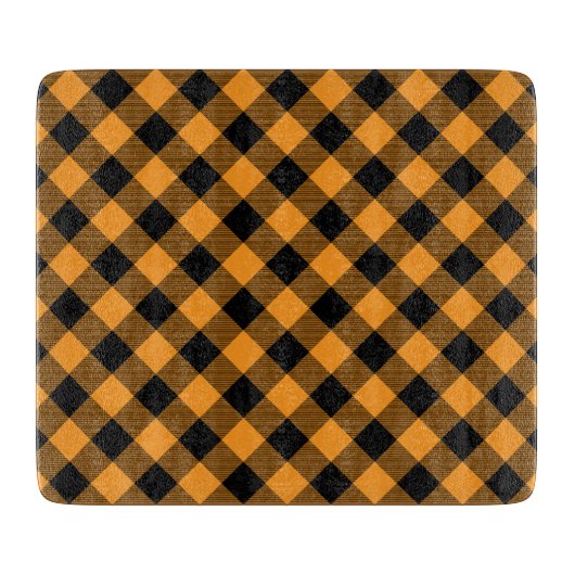 Orange und Black Buffalo Karo Halloween Schneidebrett (Vorderseite)