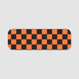 Orange und Black Buffalo Karo Kariert Namensschild