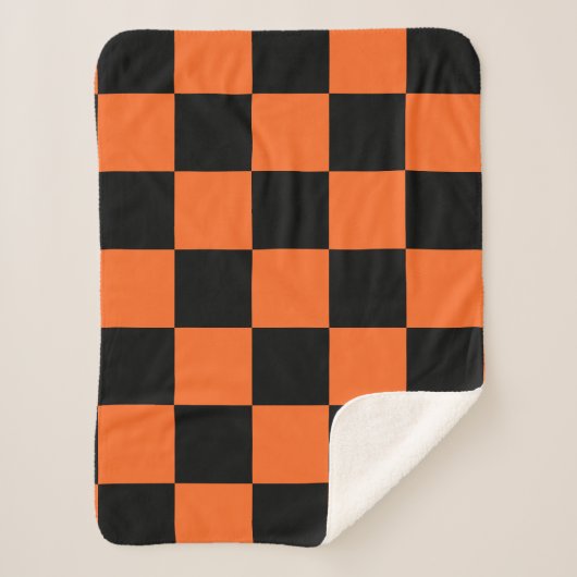 Orange und Black Buffalo Karo Kariert Sherpadecke (Vorderseite)