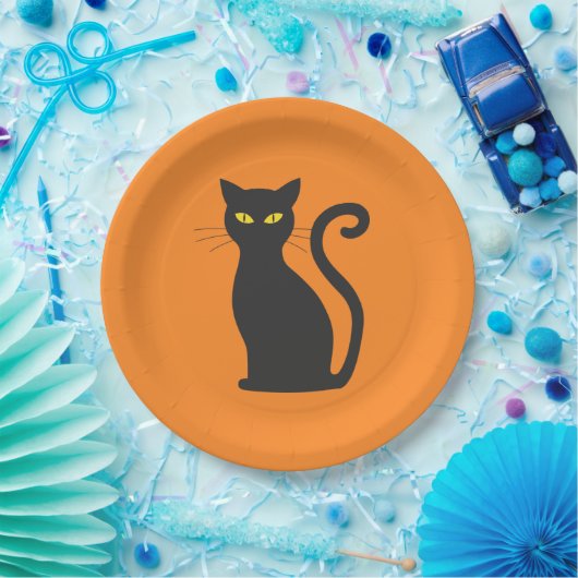 Orange und Black Cat Halloween Papierplatte Pappteller (Party)
