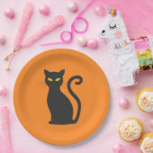 Orange und Black Cat Halloween Papierplatte Pappteller (Party)