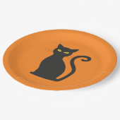 Orange und Black Cat Halloween Papierplatte Pappteller (Schrägansicht)