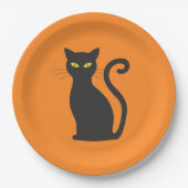 Orange und Black Cat Halloween Papierplatte Pappteller (Vorderseite)