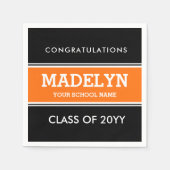 Orange und Black Custom Abschluss Napkins Serviette (Vorderseite)