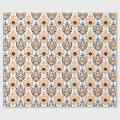 Orange und Black Damask Halloween Pumpkins Geschenkpapier (Flach)