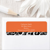 Orange- und Black Damask-Wirbel adressieren Labels (Insitu)