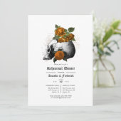 Orange und Black Floral Gothic Probe Dinner Einladung (Stehend Vorderseite)