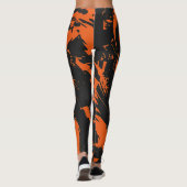 Orange und Black Graffiti Spritzer Leggings (Rückseite)