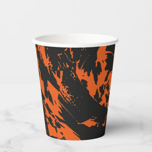 Orange und Black Graffiti Spritzer Pappbecher (Vorderseite)