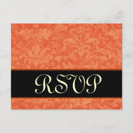 Orange und Black Grunge Damask UAWG Wedding RSVP Karte