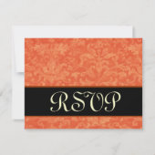 Orange und Black Grunge Damask UAWG Wedding RSVP Karte (Vorderseite)