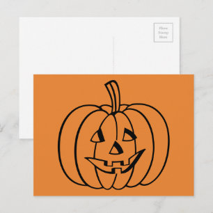 Orange und Black Halloween Jack-O-Lantern Pumpkin Postkarte