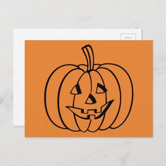 Orange und Black Halloween Jack-O-Lantern Pumpkin Postkarte (Vorne/Hinten)