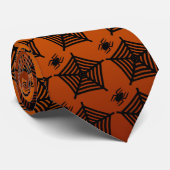 Orange und Black Halloween Spider und Web Neck Tie Krawatte (Gerollt)