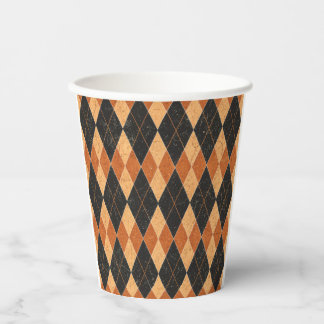 Orange und Black Harlequin Vintag Halloween Pappbecher