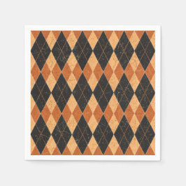 Orange und Black Harlequin Vintag Halloween Serviette